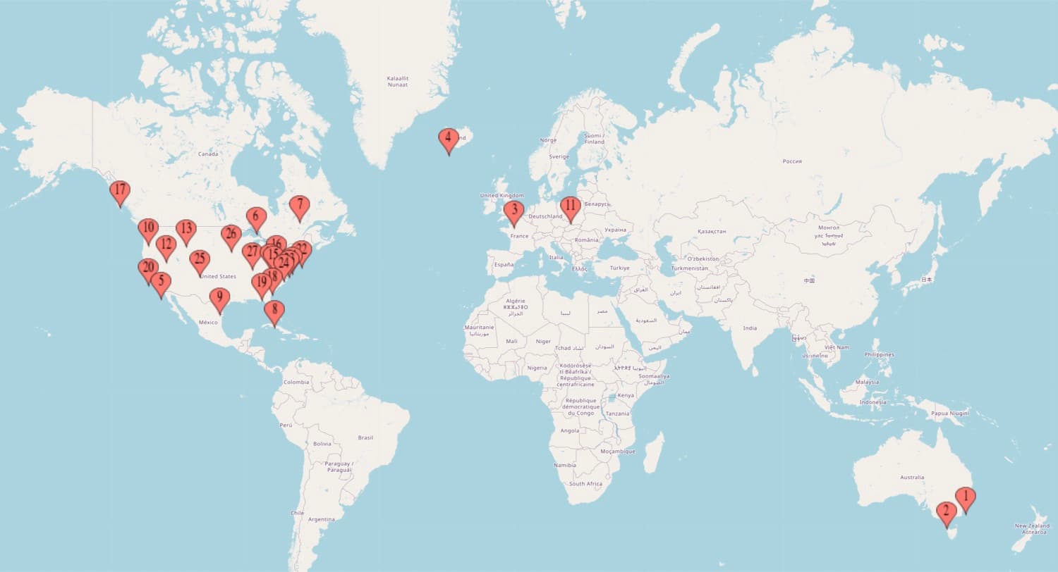 Map of RePelvix patient locations around the world